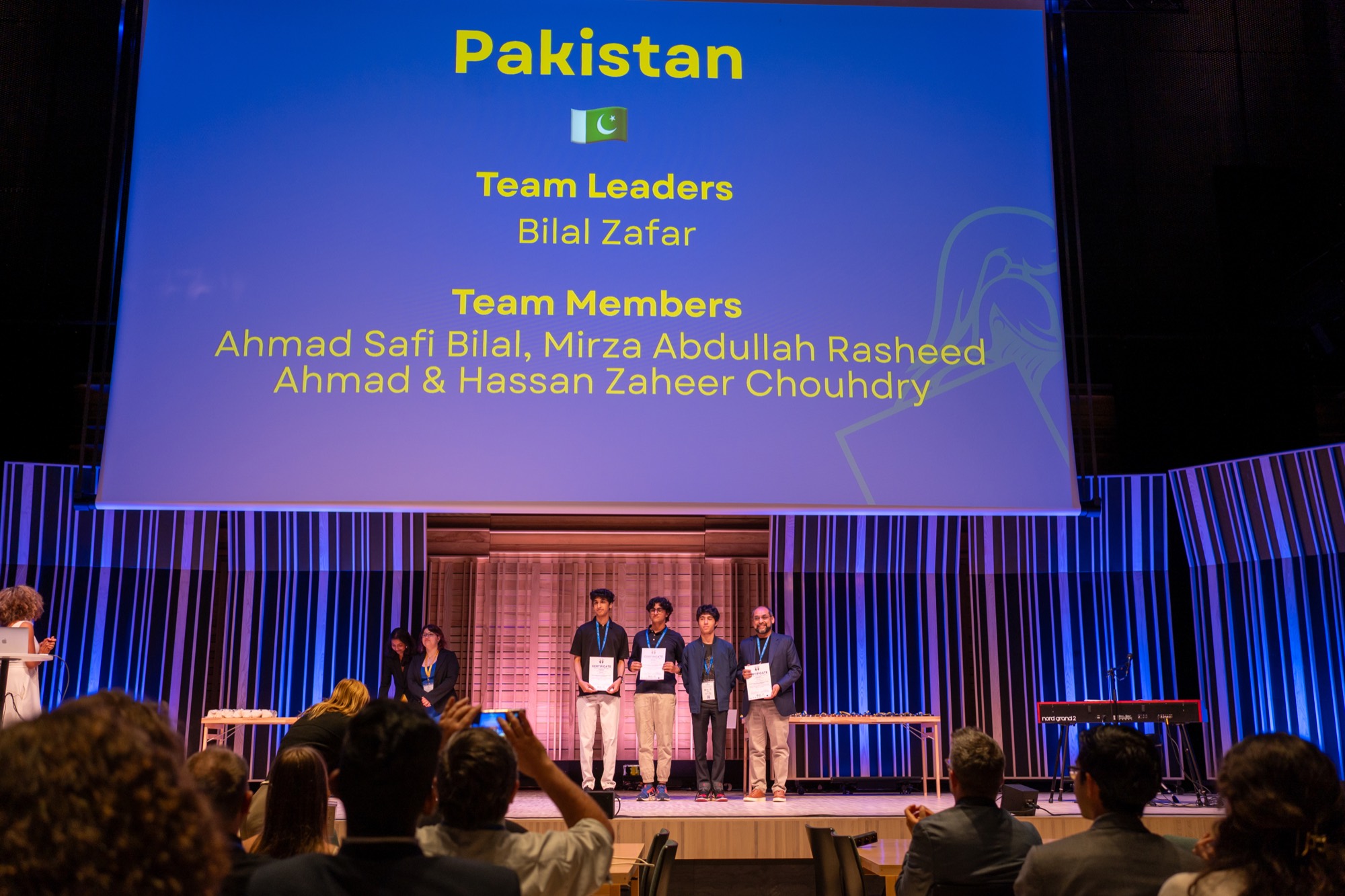 Team Pakistan on stage at the International Young Physicists' Tournament